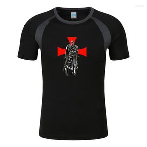 Erkekler Tişörtleri 2023 Erkek Şövalyeleri Templar Baskı Moda Yaz Raglan Hızlı Kısa Kısa Kollu Hip Hop Fitness Leisure Sport T-Shirt