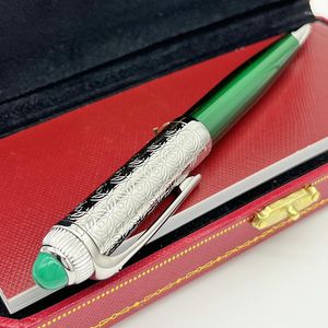 Ballpoint Pen Green Lacquer High Quality Exquisite Carved Patterns With Red Box Top Gift