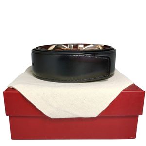 Гладкий двусторонний мужской кожаный ремень Дизайнерские ремни Ширина ремня 3,5 см Размер коробки 105-125 см