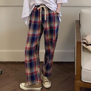 Женские брюки Capris хип-хоп женщины хараджуку клетку классическая стильная шнурки в стиле BF Подростка уличная одежда.