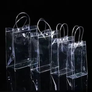 100pcs PVC Clear handbags Gift bag Makeup Cosmetics Universal Packaging Plastic Clear bags 10 Sizes for choose Wholesale