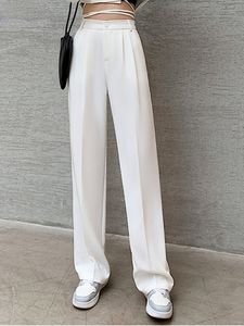 Women's Pants Capris Women Casual Loose High Waist Wide Leg Pants Spring Summer Female Floor-Length White Suits Pants Ladies Long Trousers 230301