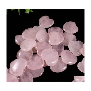 Carms de DVR de carro de 20 mm de coração sem orifício de miçangas soltas quartzo rosa pedras cura reiki Cristal Cab para DIY Making Crafts decoram jóias grow dhlde