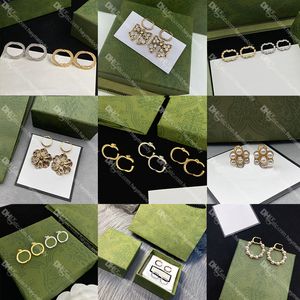 Vintage bloemen diamantstuds G Gold Hoop oorbellen Jowery Designer For Women Gold Betal Luxury Eorder Dangler met doos Verjaardagscadeau