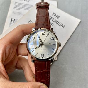 På herrarna Titta på Stopwatch Time Walker Mekaniska automatiska klockor Rostfritt stålfodral Läder Watchband Wristwatch för män WA2600