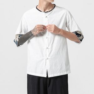 Camicie casual da uomo da uomo stile cinese Zen Tang Suit giapponese retrò Harajuku camicetta cardigan T-shirt felpa da esterno