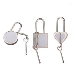 Schlüsselanhänger Sublimation Blanker Wunschschlösser mit Key Love Lock Heart Form Vorhängeschloss Keyring Hochzeit Valentinstag Geschenk für Wärmeübertragung