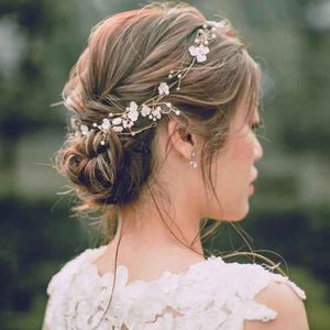 Kopfbedeckungen, Perlen, Blumen-Kopfschmuck, Damen, Perlen-Haarranke, Silber, Roségold, elegante Mädchen, 100 cm, Haarband, Tiara für Hochzeit, Haarschmuck