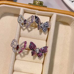Cluster Rings Trendy Luxury Butterfly Cubic Zircon Engagement Finger Rings For Women Wedding DUBAI Bridal Adjust Ring J2097 G230228