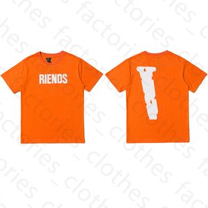 Verão Masculino Designer T-shirt Amigos Carta Impressão T-shirt Grande V Homens Mulheres Manga Curta Estilo Hip Hop Preto e Branco Laranja T-shirt Tamanho S-XL