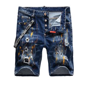 Tr apstar dsq calças de brim curtas masculinas hip hop rock moto design masculino denim biker dsq verão azul jeans curto 1115