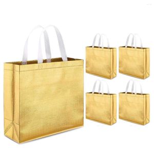 Gift Wrap Fashion Shopping Bags Women Gold Laser Foldable Eco Reusable Tote Waterproof Fabric Non-woven