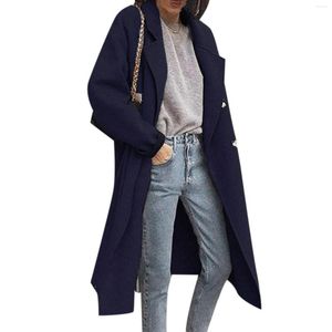 Kvinnors tvådelar Pants Corset Back Winter Coat Women's Faux Wool Thin Ladies Jacket Slim Long Overcoat Solid Classic Lapel Women