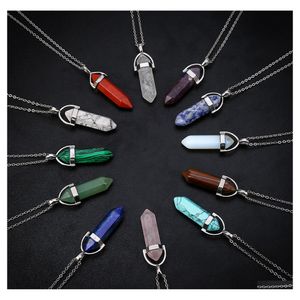 car dvr Pendant Necklaces Indian Agate Hexagonal Cone Men And Women Necklace Designer Fashion Style Drop Delivery Jewelry Pendants Dhxpv