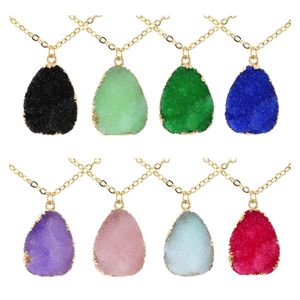 auto dvr Collane con ciondolo Semplice Druzy Drusy Waterdrop Resina da donna Catene d'oro fatte a mano per la festa di Natale femminile Regalo di compleanno Drop Delive Dhlcs