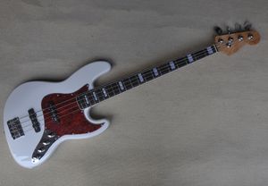 4 Saiten glänzende weiße Körper -Elektro -Bassgitarre mit Rosenholz Fingerplatten weiße Perleneinlagen können angepasst werden