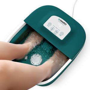 Pedicure Foot Water Massager fotbad med massage och värme, bubblor, 8 massagen rullar fotblötande badkar för fötter stressavlastning, fötter spa med temperaturkontroll