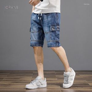 Calça de jeans de shorts masculinos 2023 Jean Summer Man Roupos de moda Moda Mens 3/4 Cintura elástica casual de comprimento