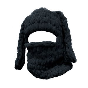 Beanieskull Caps vuxna kanin öronhatt rolig balaclava hatt fluffig mjuk balaclava stickad balaclava med öron vinter virkad hatt julklappar 230301