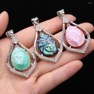 Pendant Necklaces Natural Shell Pendants Alloy Multicolor Water Drop Shape Abalone For Jewelry Making Women Party