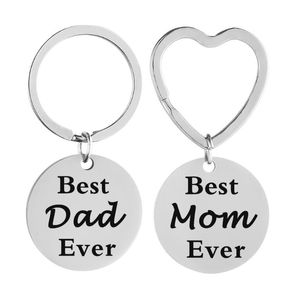 Keychains European And American Stainless Steel Round Love Keychain Family Presents To Dad Mom Ever Gift DIY Customizable WholesaleKeychains