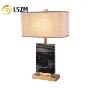 Table Lamps Marble Fabric LED Lamp Desk Light Indoor Lighting Fixture For Dressing Bedside Home Decoration Study Room