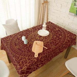 Table Cloth Golden Circle Flowers Tablecloth Linen Cotton Spandex Elastic Dining Chair Slipcover Kitchen Cover