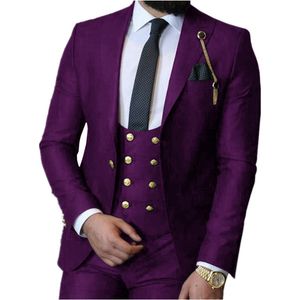 Düğün Smokin Bir Düğme Erkekler Bakım Groomsmen Zirve Yakası Damat Smokin Düğün/Balo Adamı Blazer Ceket Pantolon Vest Tie W12518