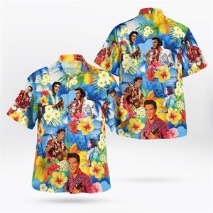 Men's Casual Shirts The King 3D Hawaii Summer Short Sleeve Oversized 5XL shirt Chemise Homme 230228