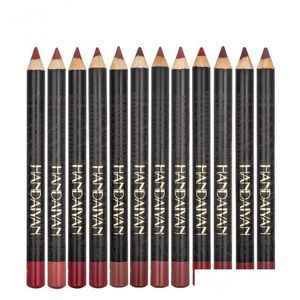 Lip Ołówki Handaiyan Matte Liner Zestaw pomadki ołówek 12 Kolory Łatwe do noszenia naturalne długie oczy i zestaw do makijażu ustnie DHV4J