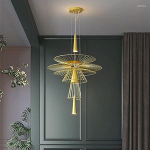 Chandeliers Nordic Design Wrought Iron Multi-Layer Mesh Spotlight Pengdant Chandelier For El Dining Room Art Decor Led Light Fixture