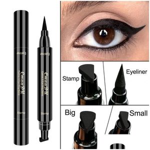 Eyeliner cmaadu Wing Carimbil veda de vedos de caneta selos de cabeça dupla à prova d'água grande e pequeno tamanho para delicadeiras de maquiagem selecionadas DOL Del Dh6ax