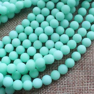 Pärlor Frost Amazonite Color Jades 6-14mm Round Loose 15 