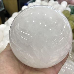 Figurine decorative Natural Islanda Spar Crystal Stone White Calcite Ball Sphere Healing Home Decoration Regali per gli amanti