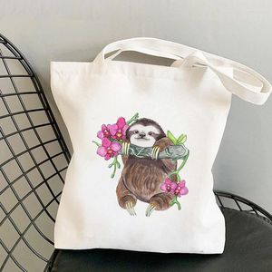 Borse per la spesa Rat Climbing Tree Cartoon Stampato Shopper Tote Bag Donna Harajuku Borsa Ragazza Spalla Lady Tela