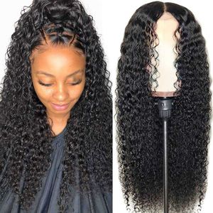 Wig female black front lace long curly wig chemical fiber headwear small curly wigs 230301