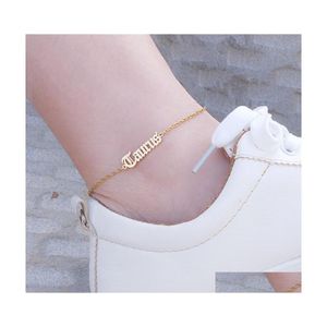 bil dvr anklets stjärntecken punk charm 12 konstellation bokstav ankel armband rostfritt stål smycken kvinnor gåva droppleverans dhxnh