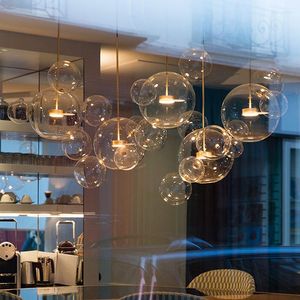 Chandeliers Art Deco Clear White Funky Bubble Chrome Lâmpadas penduradas