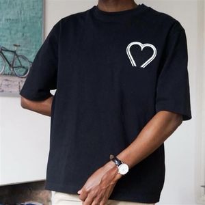 2021SS Love heart embroidery T-shirt primaverili ed estive New Fashion Uomo donna Parigi vestiti Cotone di alta qualità tee262k