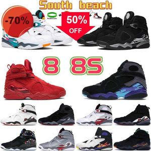 Sandals Top 8 8s Basketball Shoes Men Women Sport Sneakers South Beach Ovo Black Valentines Day Black Cement White Burgundy Tinker Sports Trainers