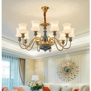 Żyrandole francuska ceramiczna żyrandol salon jadalnia lampa sypialnia klasyczna nowoczesna ciepła kreatywna atmosfera dioda LED