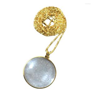Chains Glass Lens Zinc Alloy Decorative Monocle Necklace 5X Magnifier Magnifying Pendant Gold Plated Chain For Women Jewelry