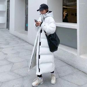 Kurtki damskie płaszcz damski Korea Południowa 2023 Zimowa dół kurtka plus size ciepła z kapturem czarna i biała bawełna