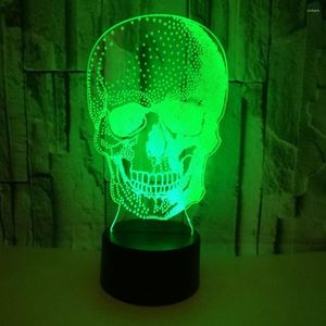 Tischlampen Bunte Touch-Fernbedienung 3D-Schreibtischlampe Geschenk Atmosphäre Kleine Acrylique USB-Schädel-Nachtlicht