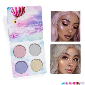 Bronzers Highlighters Handaiyan 4 Color Face Highlighter Make Up Palette Shimmer Powder Northern Lights Symphony Makeup Eyeshadow Dhnms