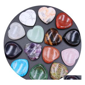 car dvr Stone Healing Chakra Love Heart Pocket Palm Worry Crystal For Anxiety Reiki Ncing Rocks Gemstone Farmhouse Kitchen Home 40X40X9Mm Dr Dh8Xw