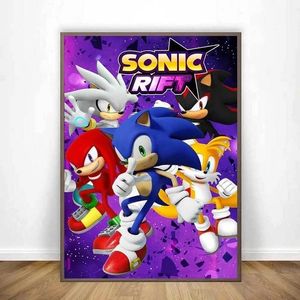 Cartoon Sonic Video Game Poster Anime Art Canvas Painting Wall Decor Picture Children Decorative Room Bedroom Cuadros Decor Woo