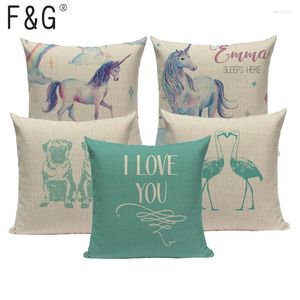 Pillow Geometric Patterns Dog Butterfly Decorative Covers Square Linen Print Pillowcase For Sofa Custom Cover