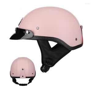 Capacetes de motocicleta homens homens jyt pu de couro meio face capacete helmetpador de alta qualidade scooter vintage scooter jato casco para moto