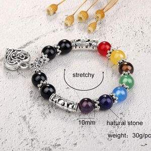 Strand pärlstav strängar 6/8/10mm pärlor 7 chakra armband armband kvinnor diy handgjorda helande kristaller sten ber mala hjärthänge charm